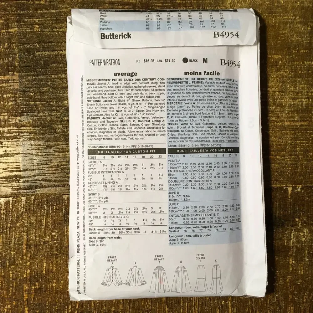 Butterick pattern b4954